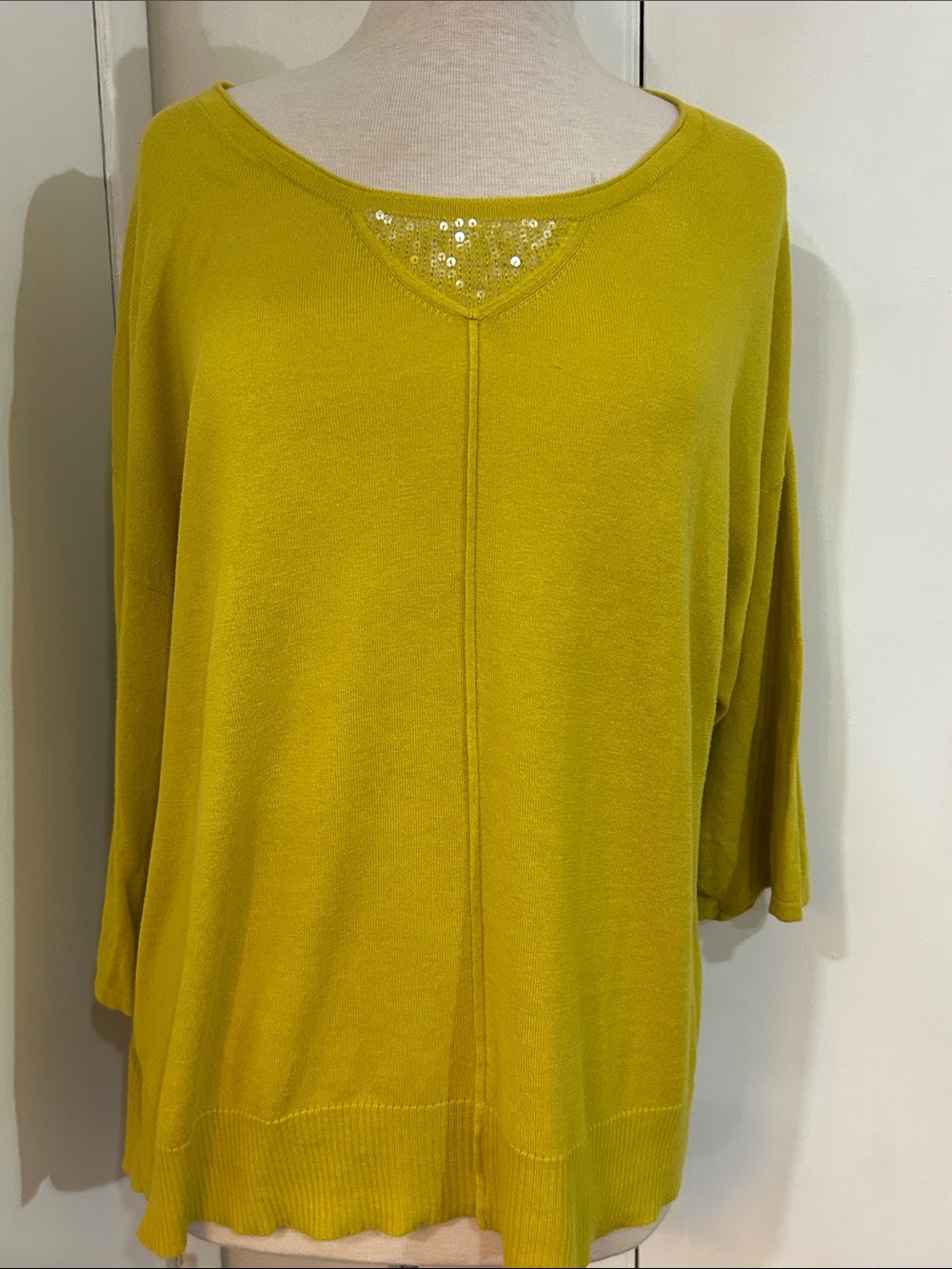 Style & Co. Sequin-Trim Knit Top in Chartreuse Yellow